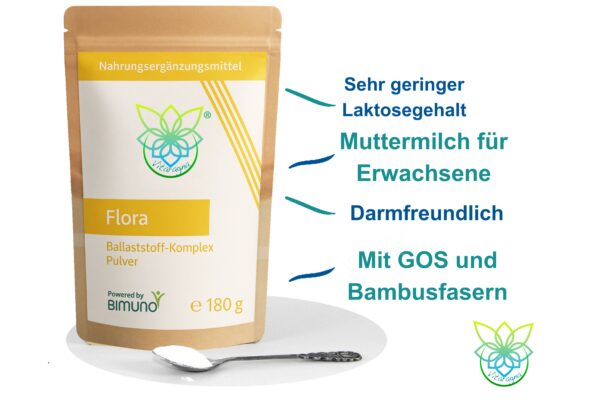 VITARAGNA® Bimuno Flora Ballaststoff-Komplex mit GOS als Pulver - die Muttermilch auch für Erwachsene, für die Darmflora und Darm-Bakterien, 180g