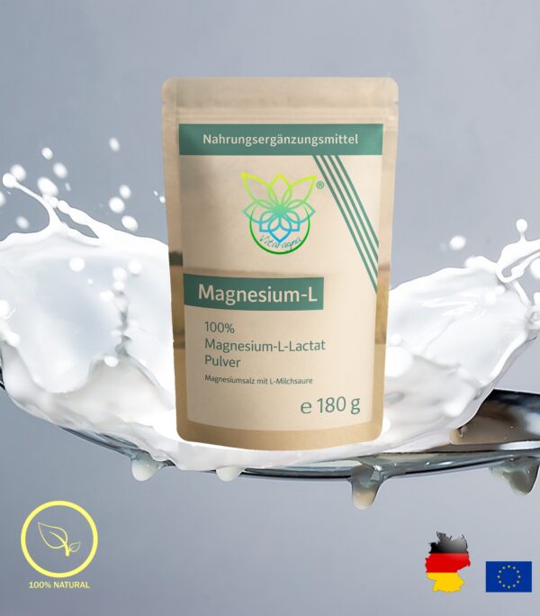 VITARAGNA® Magnesium L-Lactat Pulver, Magnesiumsalz mit L-Milchsäure, 180 g vollständig umgesetztes Magnesium als leicht lösliches Magnesiumlactat – Bild 5
