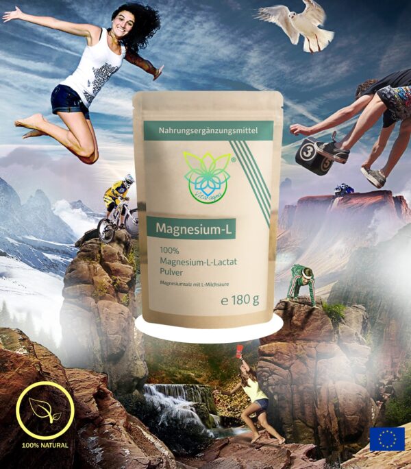 VITARAGNA® Magnesium L-Lactat Pulver, Magnesiumsalz mit L-Milchsäure, 180 g vollständig umgesetztes Magnesium als leicht lösliches Magnesiumlactat – Bild 6