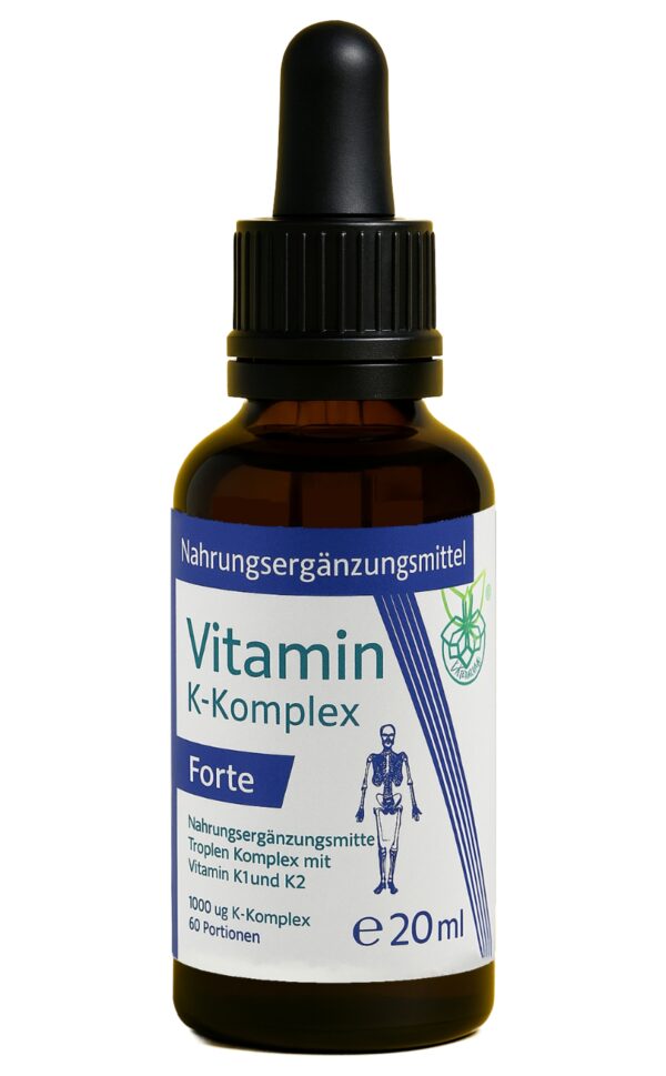 Vitamin K2 Forte Tropfen flüssig, K1 und K2 K-Komplex - Menaquinon MK7, hochdosiertes Liquid in MCT-Öl gelöst und bioaktiver MK-7-Form, 20 ml
