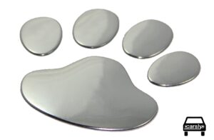 CARSLY 3D-Pfotenaufkleber – silber, 2 Stück