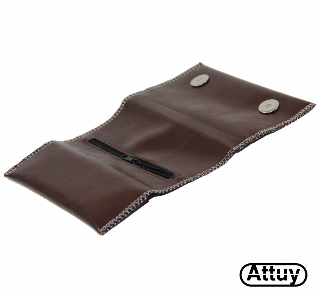 Schwarze Leder-Tabaktasche Mit Magnetverschluss – Faltbar & Mehrschichtig