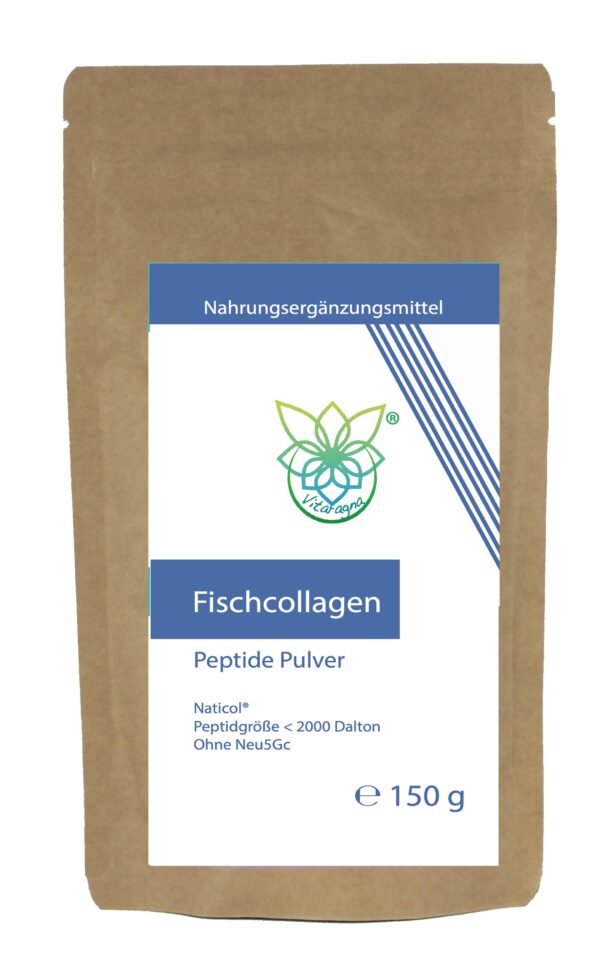 VITARAGNA Fischkollagen Peptide Naticol - Fisch bzw. Marine Kollagen Pulver - 150g - Frei von Neu5Gc