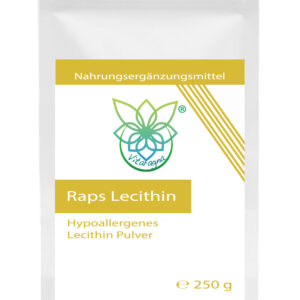VITARAGNA® Hypoallergenes Raps Lecithin Pulver 250 g - Reich an essentiellen Fettsäuren - Vegan - Gentechnikfrei - Natürliche Quelle von Phosphatiden