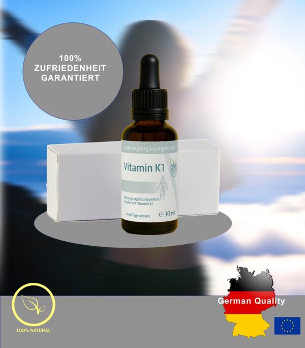 VITARAGNA Vitamin K1 Tropfen flüssig, Phytomenadion K-Tropfen - hochdosiertes Liquid in Oliven-Öl gelöst, 30 ml, 480 Tagesdosen