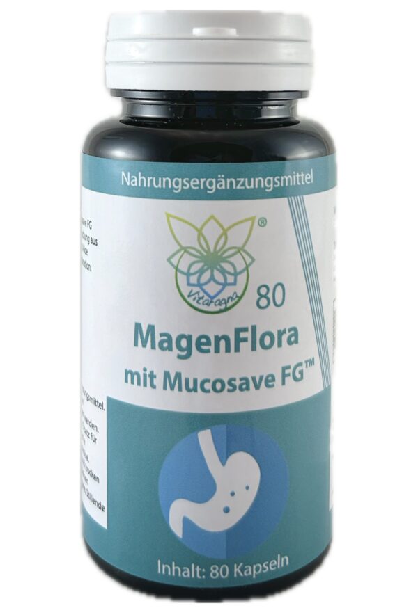 VITARAGNA Magen Flora mit MUCOSAVE™FG – Unterstützung Magen Schleimhaut - Natürliche Extrakte – 80 Kapseln – Ohne Zusatzstoffe