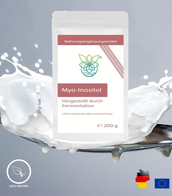 VITARAGNA Myo-Inositol Pulver – Inositol 100% natürlich, fermentiert, 200 g – hochwertig, vegan, ohne Zusätze – 100 Portionen