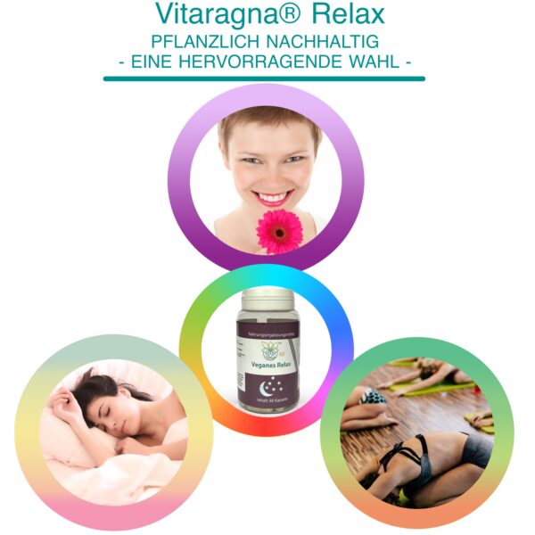 VITARAGNA Relax - Veganes Nahrungsergänzungsmittel, 60 Kapseln, mit Zitronenmelisse, Passionsblume, L-Theanin und GABA zur Entspannung