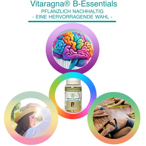 VITARAGNA Veganer Vitamin B-Komplex, 60 Kapseln, Vitamin B12, B1, B5, B6, B7, B9, Hochdosiert, Glutenfrei, Laktosefrei