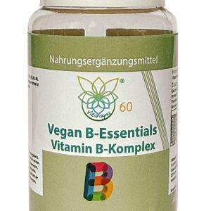 VITARAGNA Veganer Vitamin B-Komplex, 60 Kapseln, Vitamin B12, B1, B5, B6, B7, B9, Hochdosiert, Glutenfrei, Laktosefrei