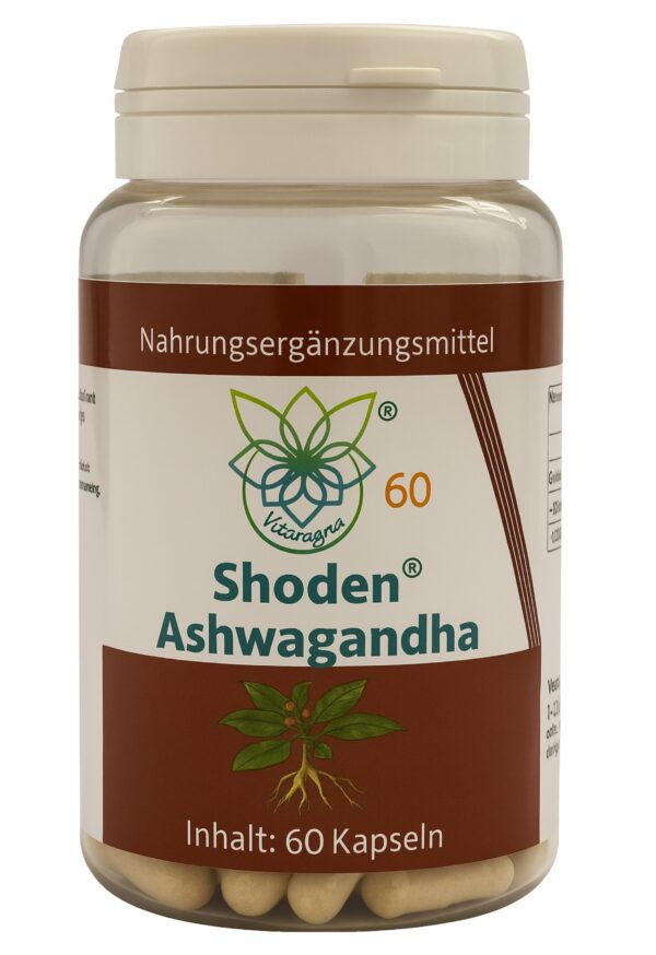 Vitaragna Shoden® Ashwagandha mit Withanolide – 60 vegane Kapseln, hochkonzentrierter Ashwagandha-Extrakt mit moderner Extraktion, HPMC-Kapseln
