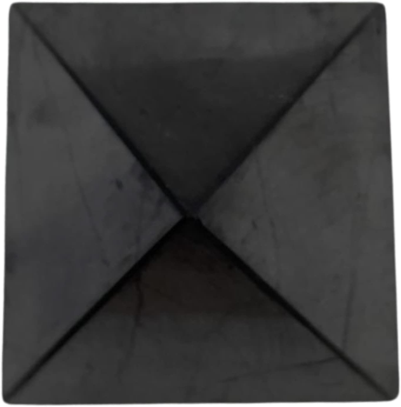 CHONIT schwarze Shungit-Pyramide – Ansicht von oben