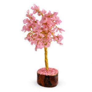 Deko-Baum mit rosa Steinblättchen und goldfarbenem Draht