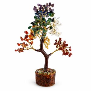 Deko-Baum mit bunten Steinblättchen und braunem Stamm