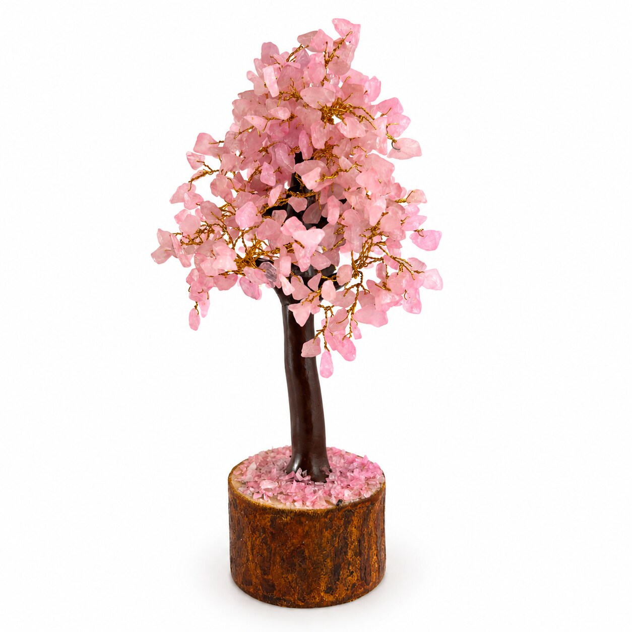 Deko-Baum mit rosa Steinblättchen und braunem Stamm