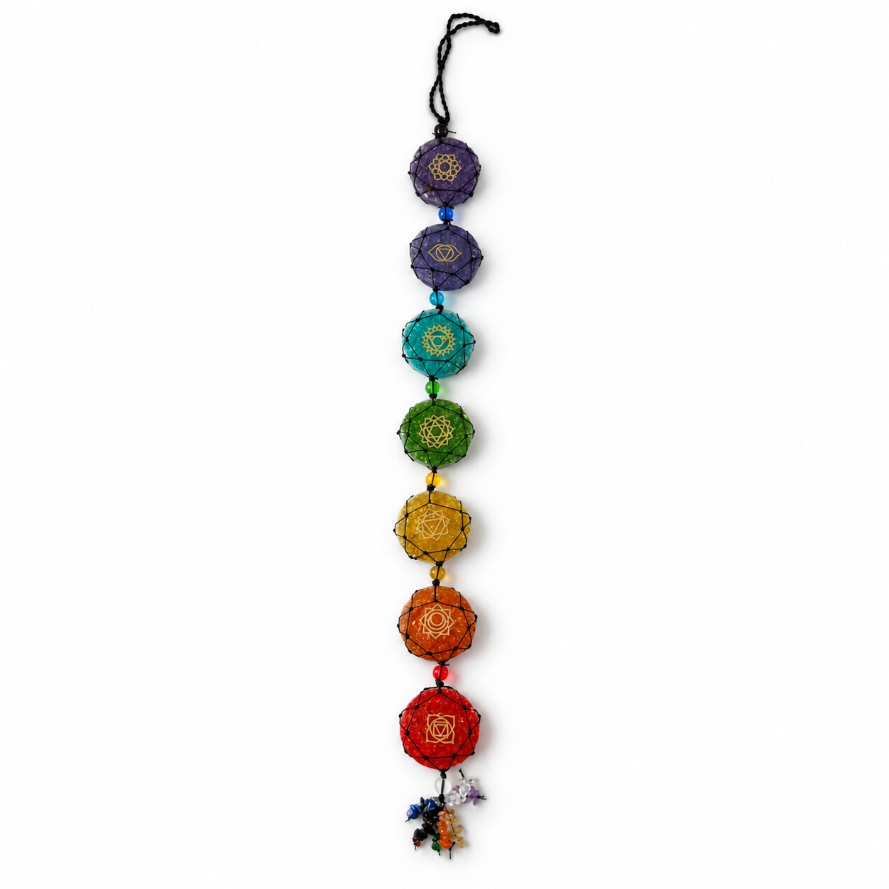 Chakra-Wandhänger mit sieben runden Symbolscheiben