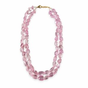 Zweireihige Halskette in Rosa mit goldfarbenem Verschluss
