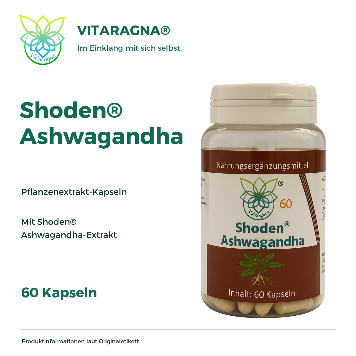 VITARAGNA® Shoden® Ashwagandha, 60 Kapseln – Bild 2