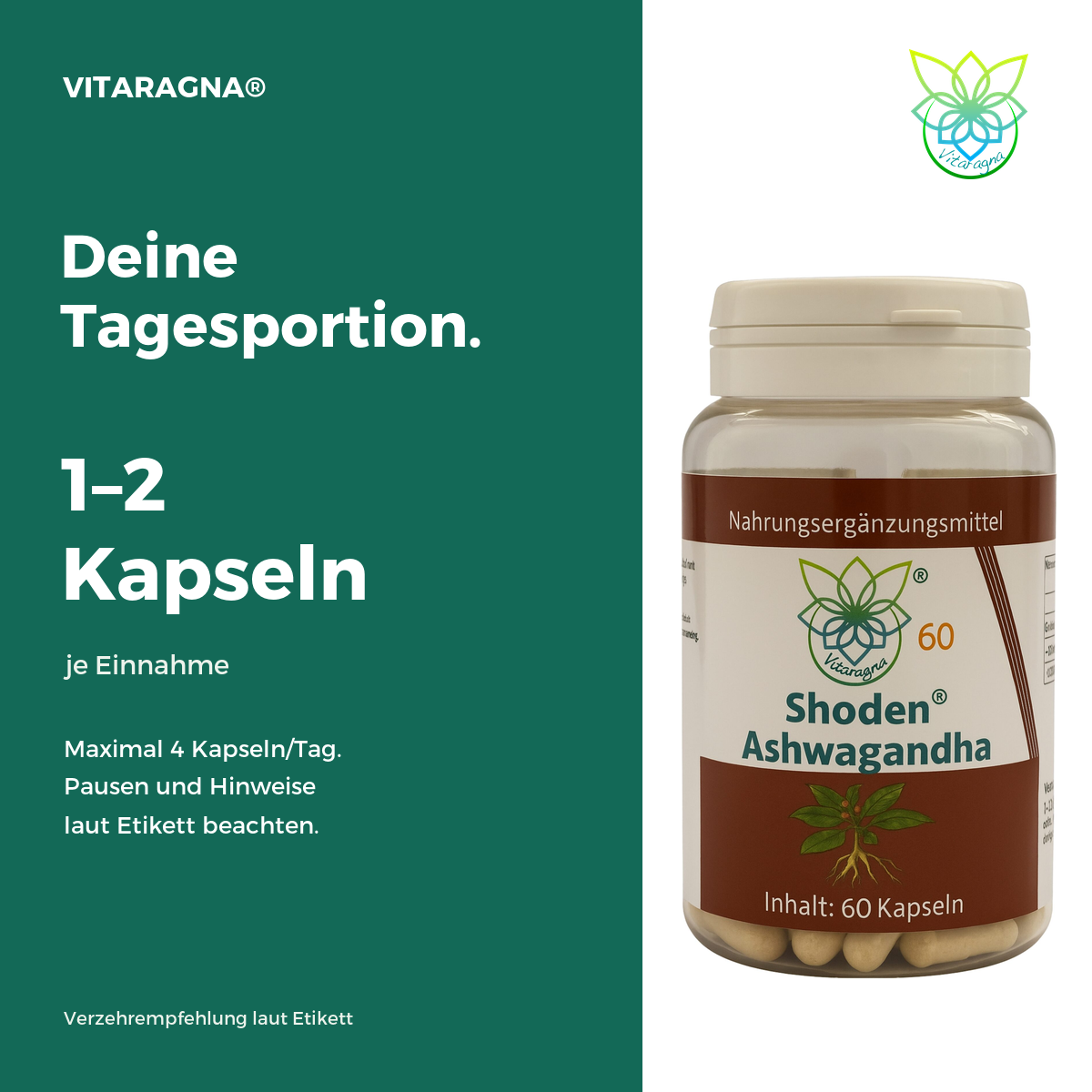VITARAGNA® Shoden® Ashwagandha, 60 Kapseln – Bild 4