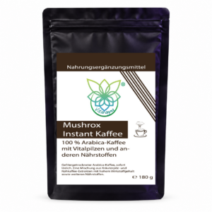 VITARAGNA® Mushrox – Arabica-Kaffee mit Pilzextrakten, 180 g – Produktansicht mit Originaletikett